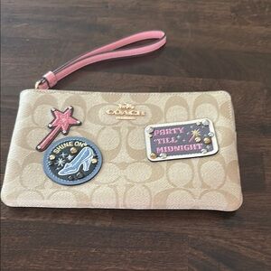 Coach Tan Disney Wristlet with Whimsical Accents